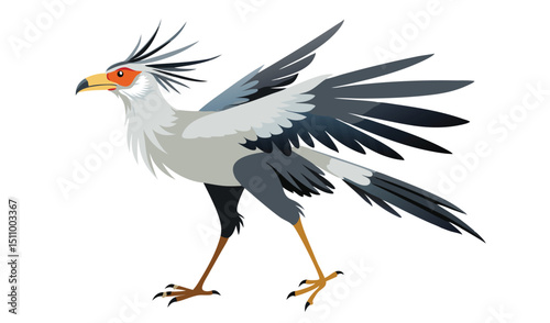 Stylized illustration of a secretary bird