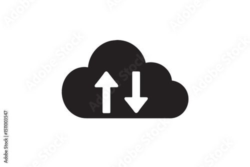 Man and woman icon silhouette with cloud computing and technology symbols