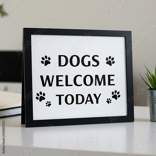 Dogs welcome today sign isolated on white background