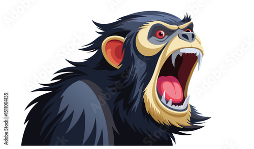 Aggressive chimpanzee head profile illustration