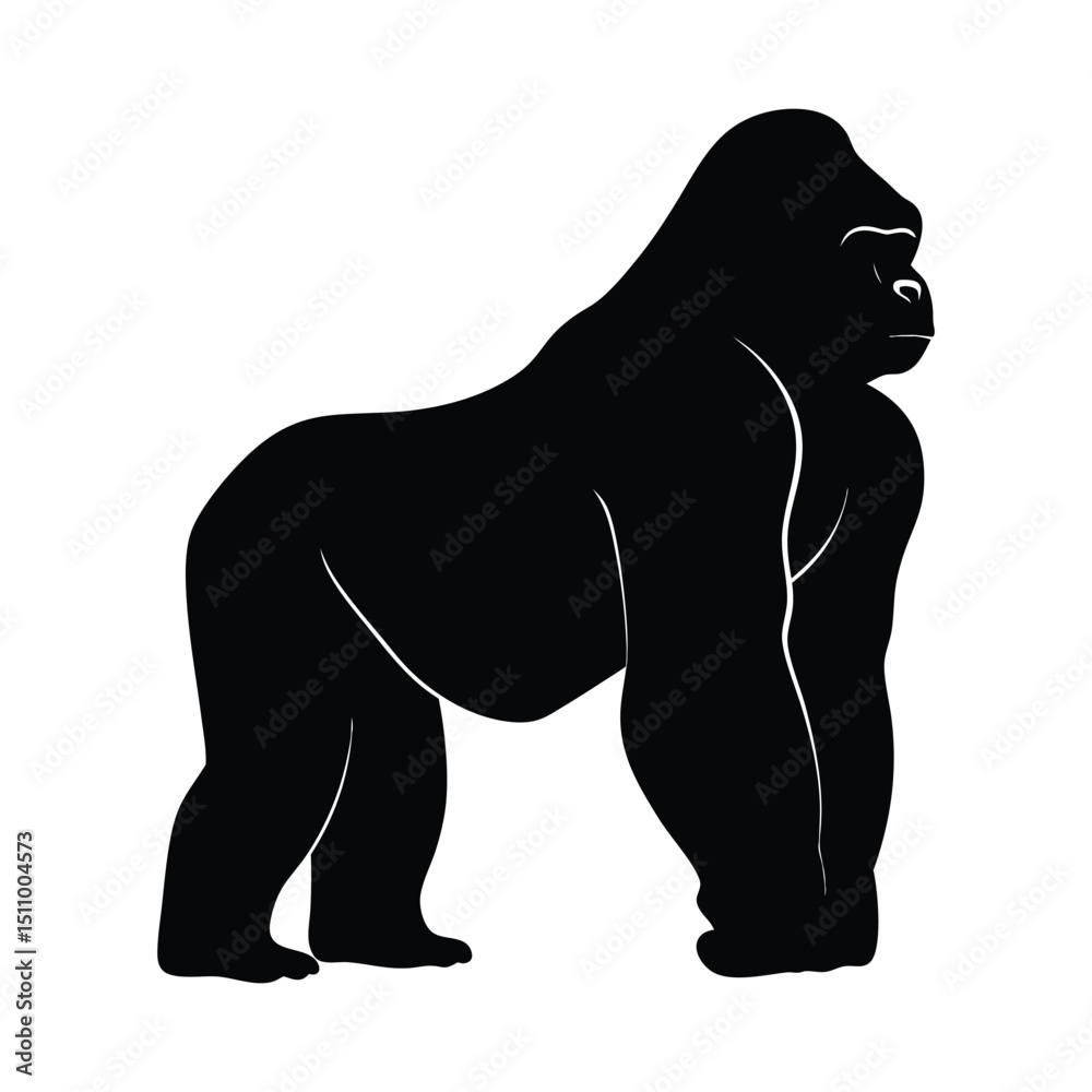 Obraz premium Gorilla Silhouette Vector – Wild Animal Illustration Art