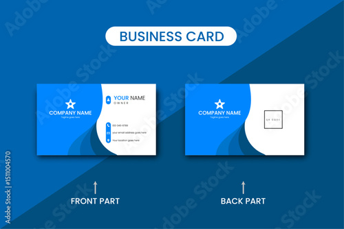 Clean business card design template, visiting card, double sided business card design, clean horizontal layout