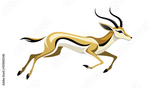 Elegant springbok antelope running in profile