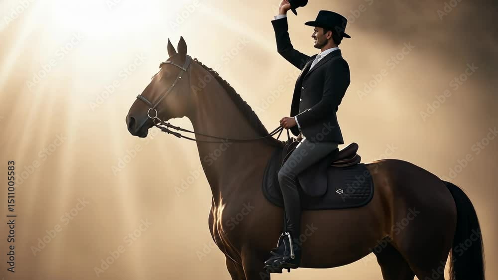 Elegant Businessman Riding Horse Outdoors