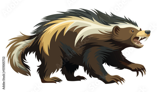 Aggressive wolverine illustration vector graphic