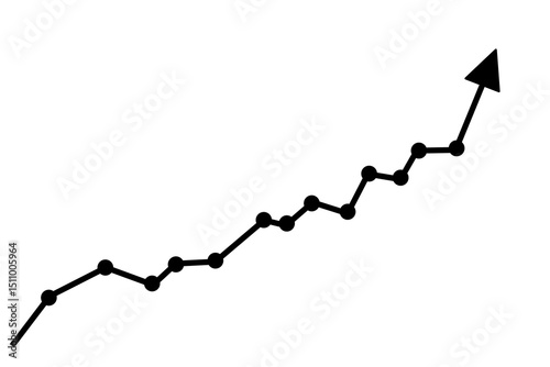 black uptrend line graph png on transparent background