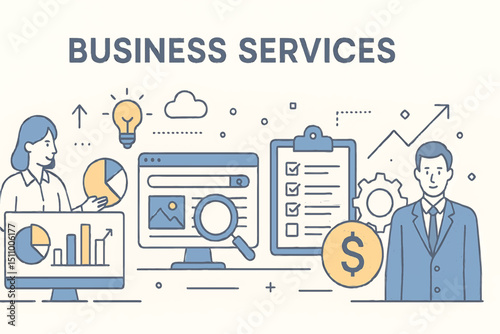 Business Services Analytics Growth Strategy with Charts Checklist and Finance Solutions