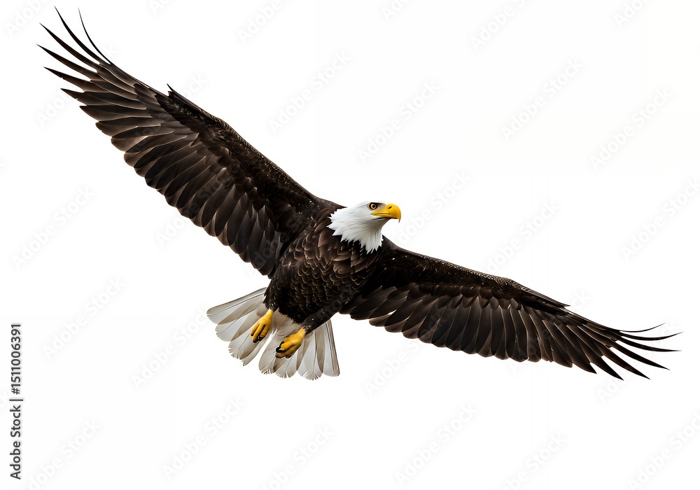 Fototapeta premium Bald eagle flying high resolution stock photo american symbol bird of prey wildlife nature photography