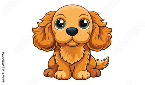 Adorable cartoon cavalier king charles spaniel puppy