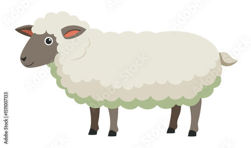 Cute cartoon sheep illustration white background