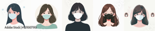 vector of a woman wearing a mask
