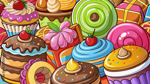 Sweet Treats A Generated AI Collection of Colorful Cakes and Confections