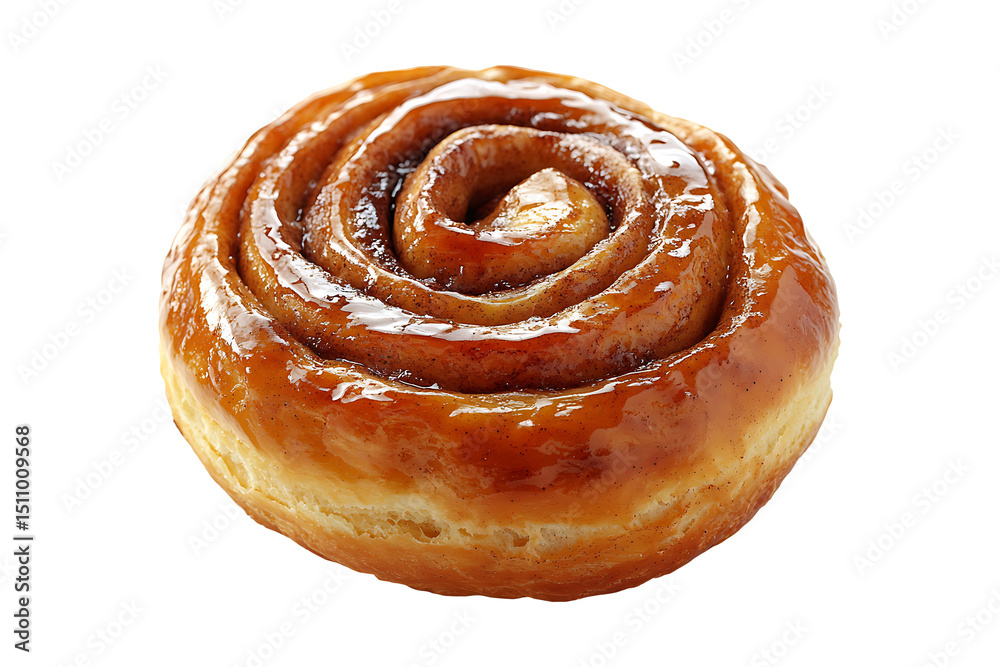 Fototapeta premium Sweet cinnamon bun roll isolated on a transparent background