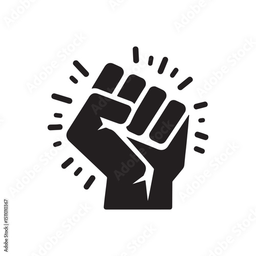 strong hand lifted in protest