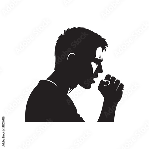a man coughing silhouette
