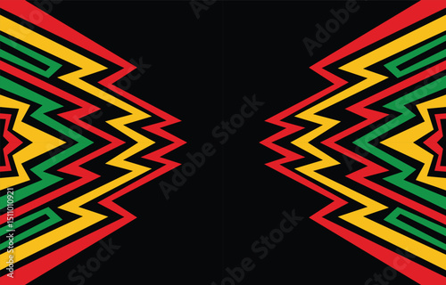 Abstract background with Jamaican color zigzag pattern with some copy space