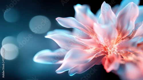 A mesmerizing abstract flower design emits an ethereal glow, capturing the imagination with its vibrant colors and fluid shapes that evoke beauty, creativity, and artistic expression.