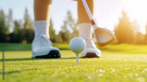 Young golfer practicing on a sunny training range for junior sports development