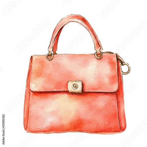 Handbag, watercolor drawing vector, high quality, isolated on a white background.