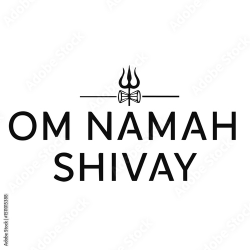 Ancient Symbol of Devotion: "Om Namah Shivay" Mantra with Trishula and Damaru Motif.