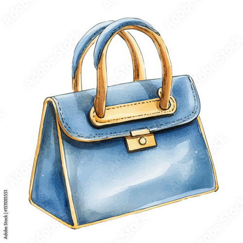 Handbag, watercolor illustration vector, high quality, isolated on a white background.