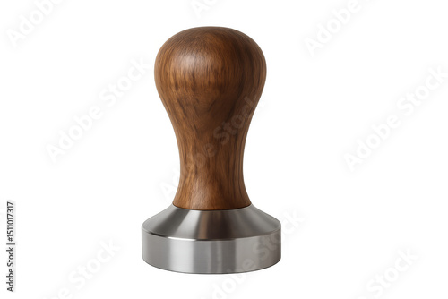 Coffee tamper with wooden handle on transparent background photo