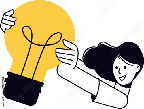 Idea lightbulb innovation creativity solution inspiration concept design thinking bright eureka brainstorm vector vector art illustration