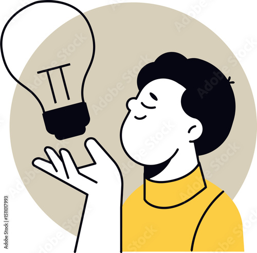 Idea lightbulb innovation creative thinking inspiration solution concept mind knowledge imagination eureka insight vector art illustration