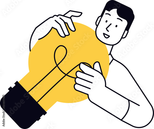 Man holding lightbulb idea innovation creativity inspiration solution thinking concept design vector art vector art illustration