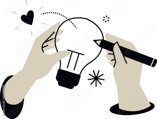 Illustration hands drawing pencil design art creative sketch artist graphic artwork digital writing tool vector art illustration