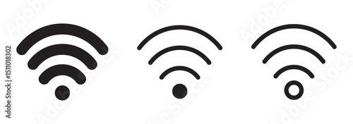 Wi-Fi Icon set symbol. Wireless and wifi icon or wi-fi icon sign for remote internet access. Network wifi business concept. Vector illustration.
