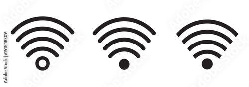 Wi-Fi Icon set symbol. Wireless and wifi icon or wi-fi icon sign for remote internet access. Network wifi business concept. Vector illustration.