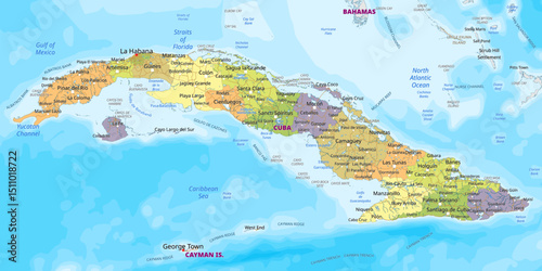 Detailed political map of Cuba