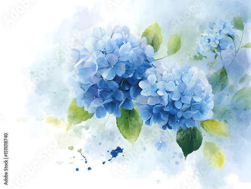 Wallpaper Mural Gentle watercolor floral design of blue hydrangeas with soft background, modern natural artwork for digital and lifestyle content Torontodigital.ca