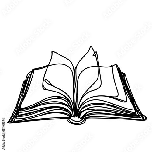 Open book with blank pages ready for writing against a white background, concept of creativity or education for authors, students, and teachers