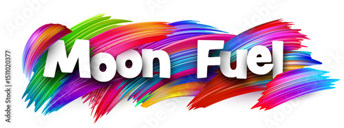 Moon Fuel text with energetic color strokes. Vector illustration symbolizing crypto growth, hype, and launch momentum.
