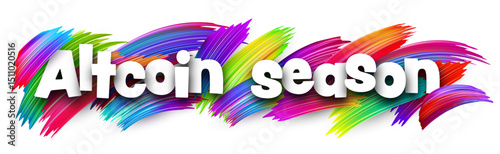 Altcoin season text with colorful paint strokes. Vector illustration for crypto booms and digital asset rallies.