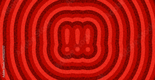 Bold red illustration featuring triple exclamation marks with ripple wave design. Vector illustration for alerts or attention themes.