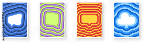 A vibrant collection of chat bubble icons in blue, green, red, and white tones. Vector illustration.