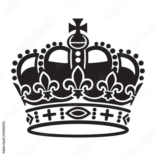 Vintage Royal Crown Badge and Emblem with Thorns and Shields in white backraund