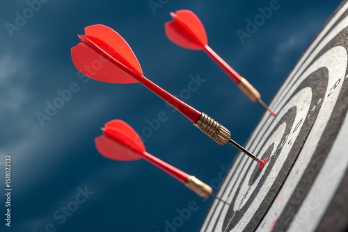 Dartboard with Darts Targeting the Bullseye for Achieving Goals and Objectives