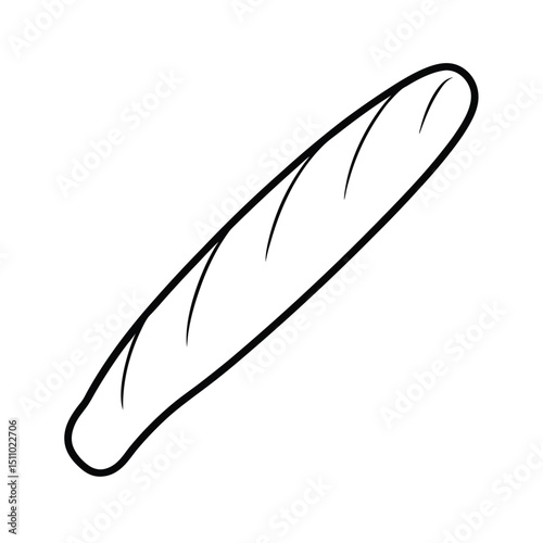 Delicious Crusty French Bread A Simple Line Drawing Illustration