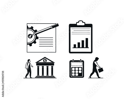 Financial Planning Icons Business Management Banking