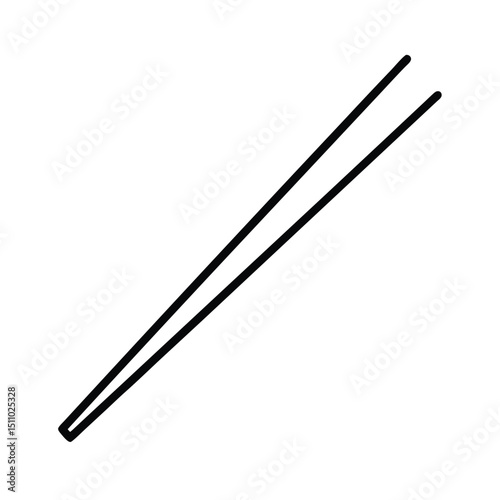 Simple Line Drawing of Chopsticks Elegant Asian Cuisine Utensil Illustration