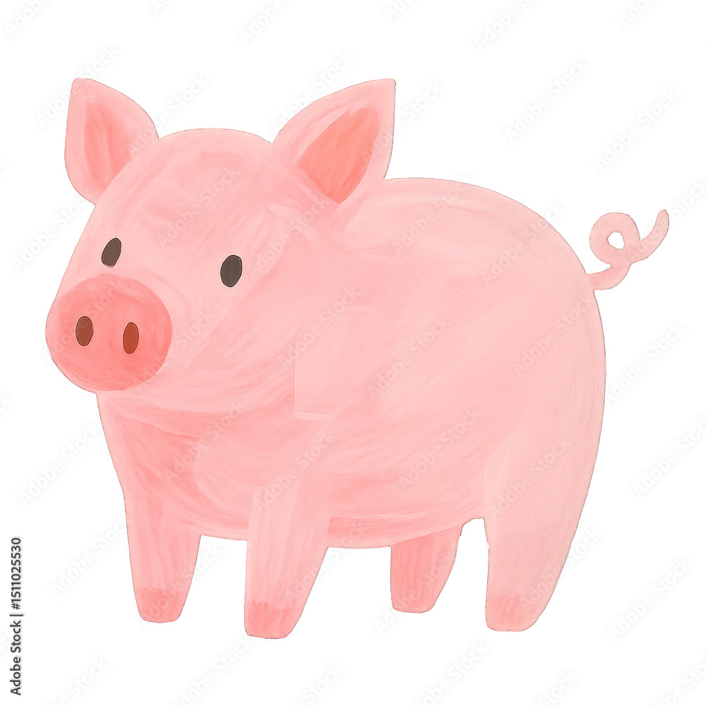 Fototapeta premium PNG Cute pink pig illustration.