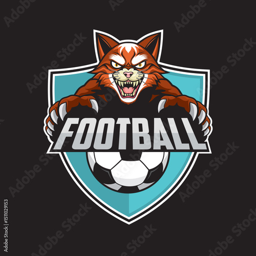 football club logo cat vector illustration design