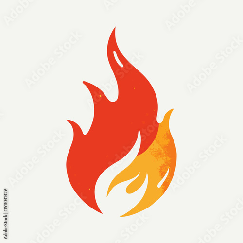 vector illustration of a burning fire, fire flame icon brush grunge illustration crayon 