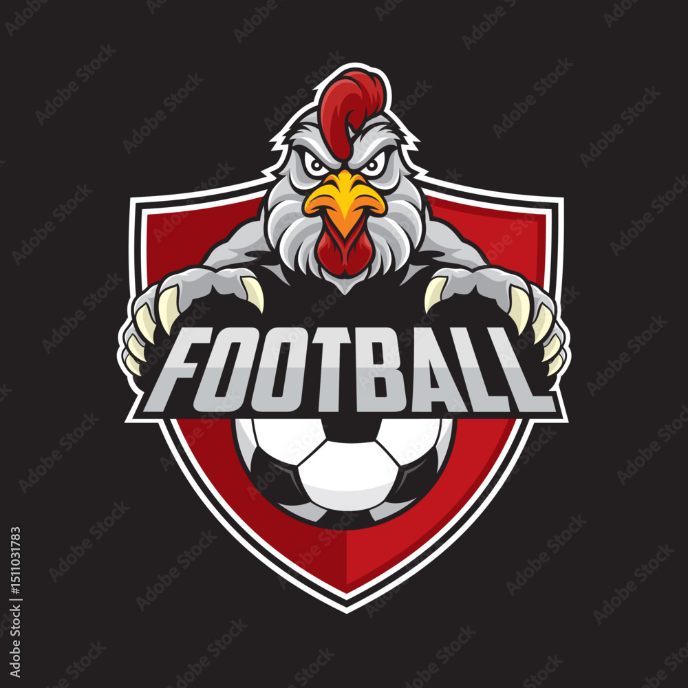 Obraz premium football club logo chicken vector illustration design