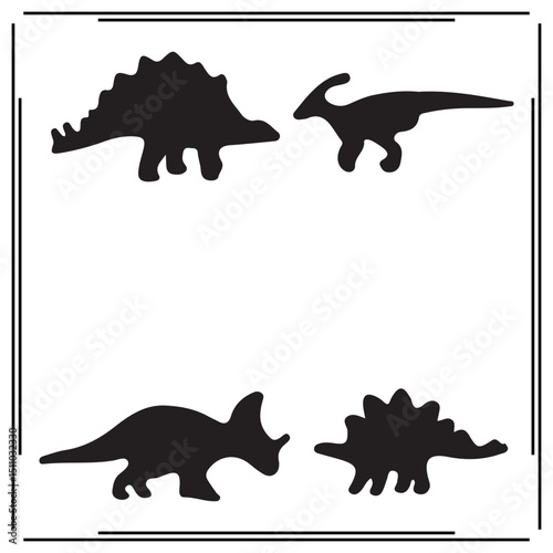 Dinosaur Silhouettes Vector Set – Prehistoric Clipart Featuring Stegosaurus, Triceratops, Parasaurolophus and More – Black Dinosaur Icons for Kids, Education, Crafts, and Themed Projects.

