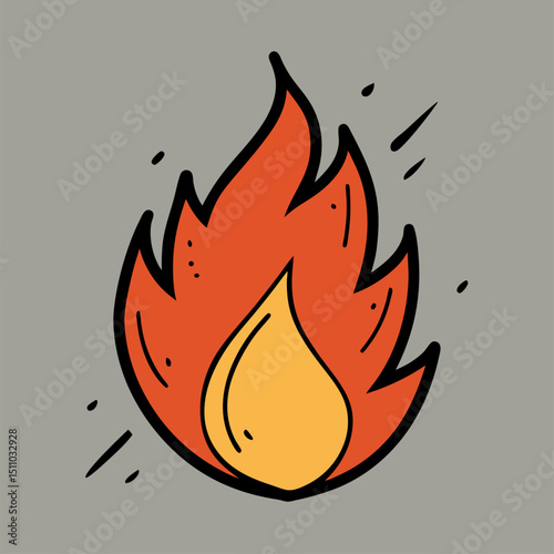 vector illustration of a burning fire, fire flame icon brush grunge illustration crayon 